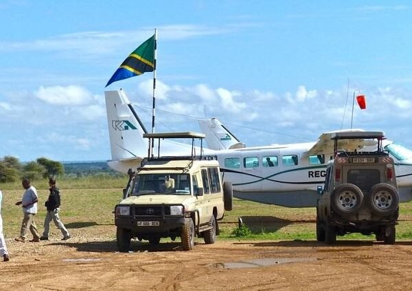 Tourists Arriving at Seronera Airstrip for a Fly in Safari from Zanzibar Tanzania