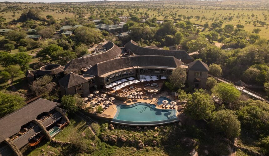 Aerial view of Four Seasons Safari Lodge Serengeti Tanzania