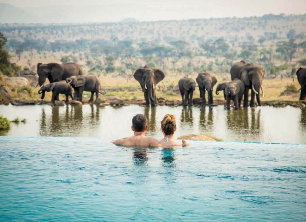 Guests Relaxing at Four Seasons Safari Lodge Serengeti Tanzania