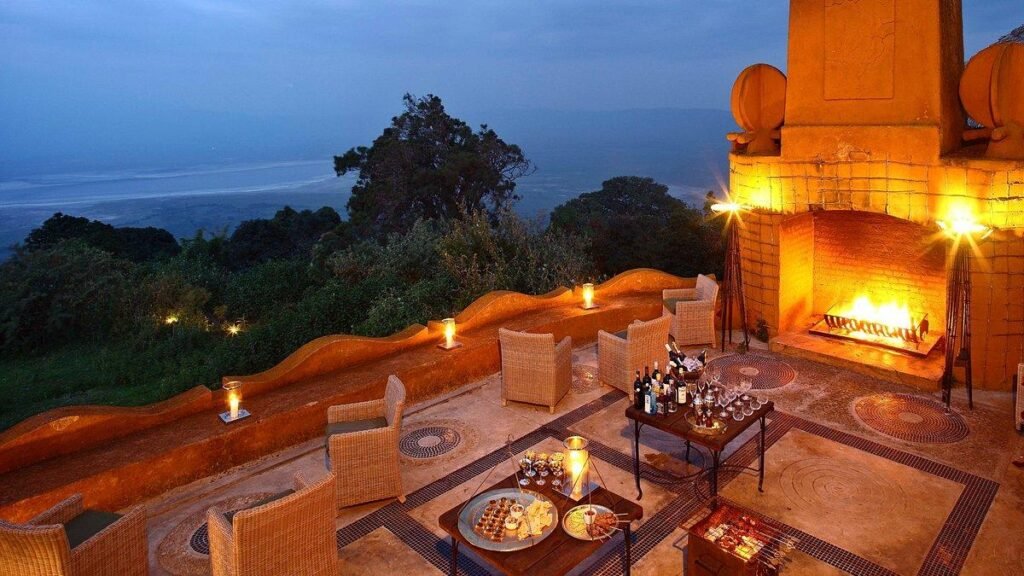 Ngorongoro Crater Lodge Terrace at Sunset Tanzania